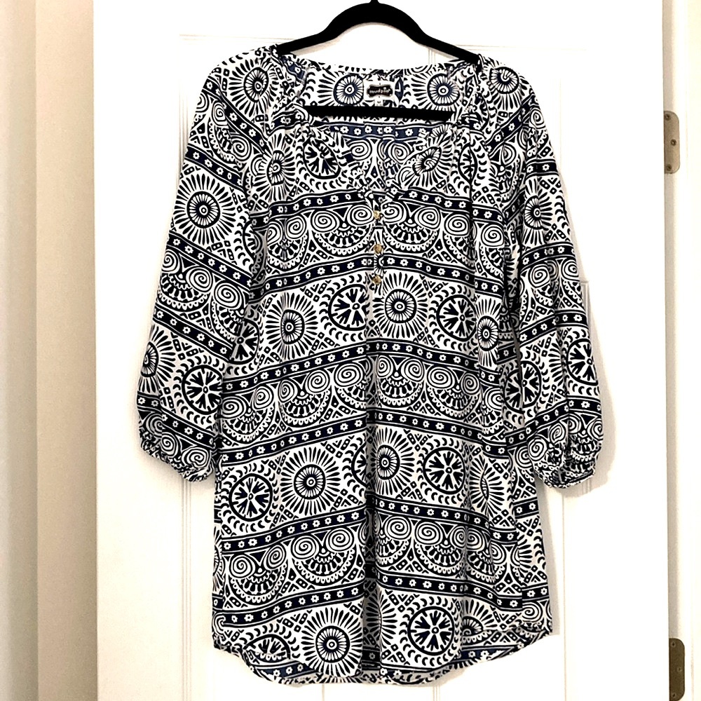 Mud Pie navy white dress/cover up size medium